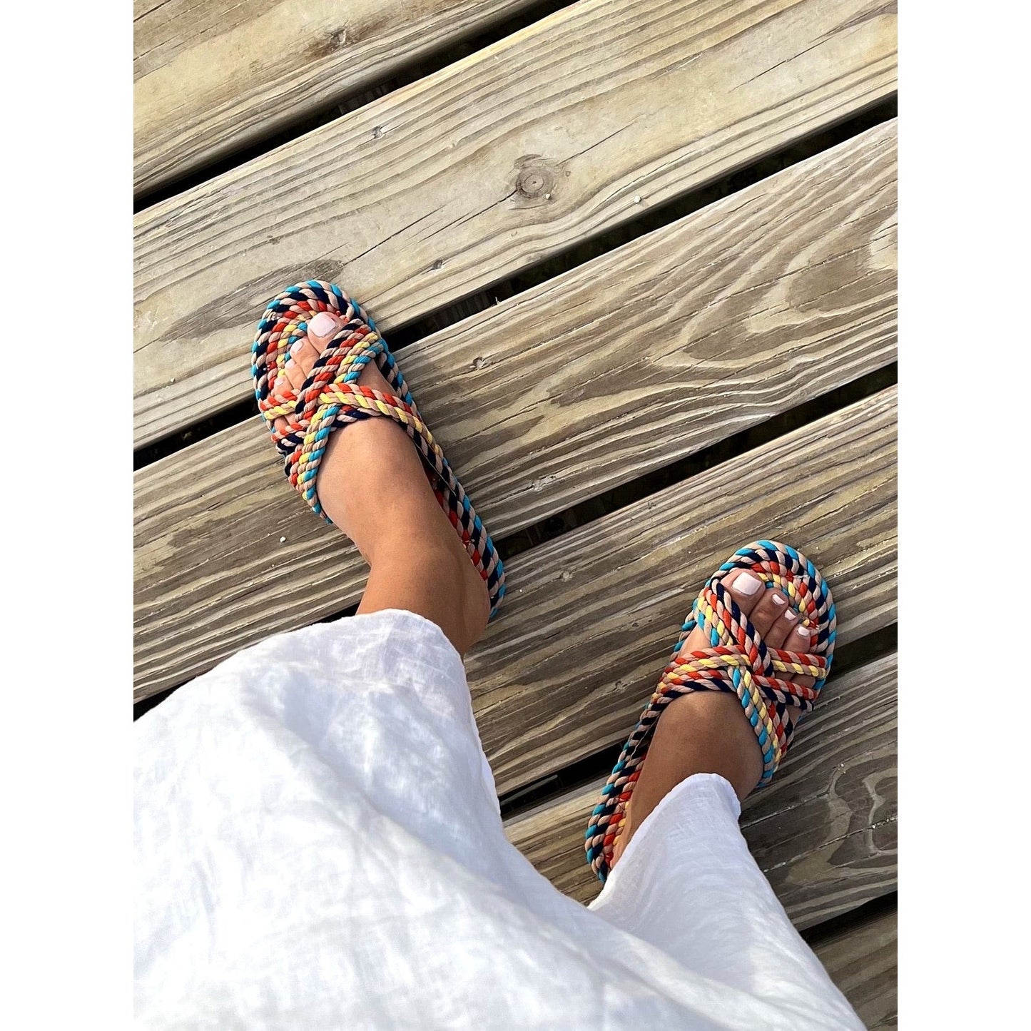 Salt + Umber Saraya Multi-Rainbow Fabric Rope Sandal