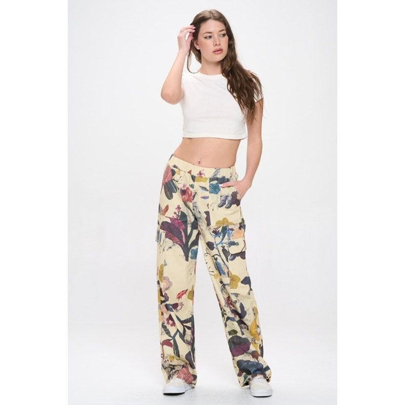 Botanical Print Cargo Pants