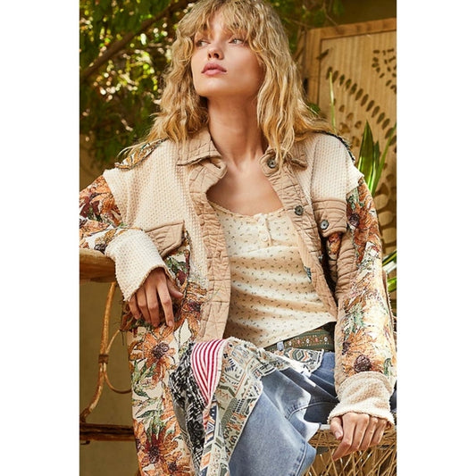 Jacquard Patch Quilted Sunflower Jacket