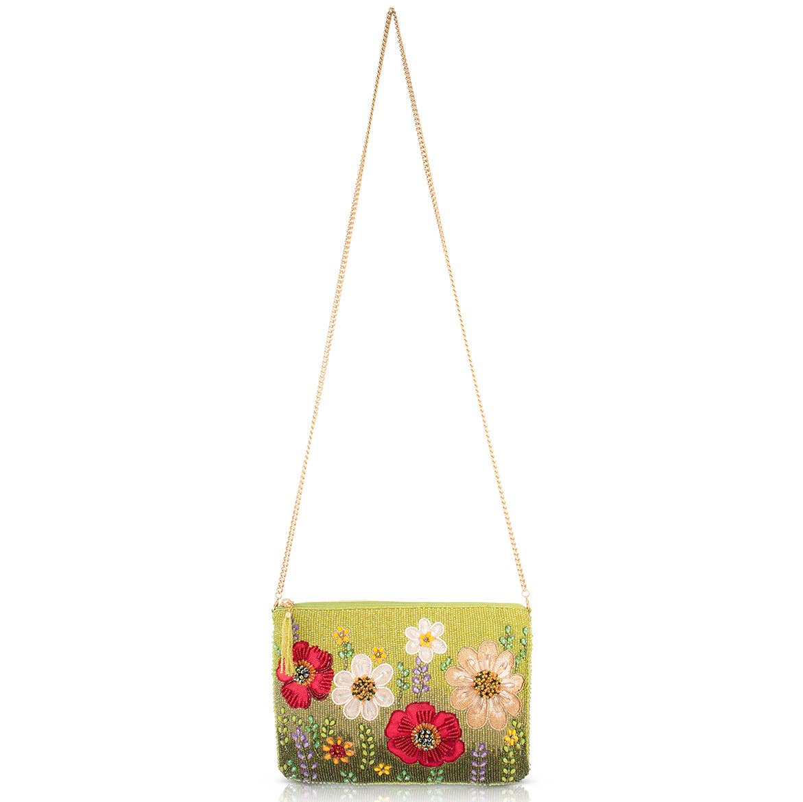 Mary Frances Day In The Park Floral Beaded Crossbody Handbag