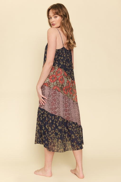 Mixed Print Maxi Dress