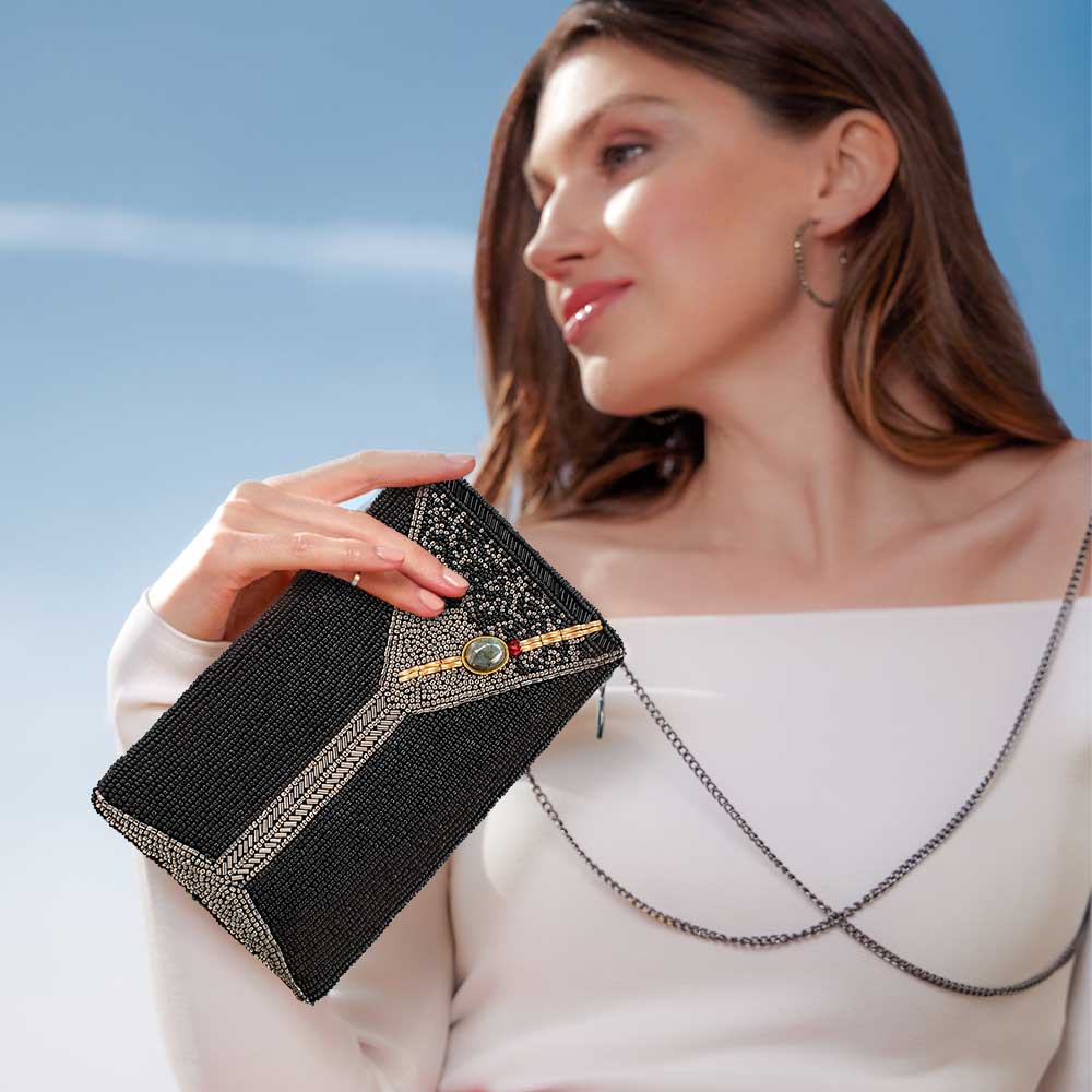 Mary Frances Make It Dirty Beaded Martini Glass Crossbody Phone Bag