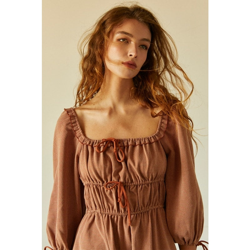 Jaylene Check Jacquard Midi Dress