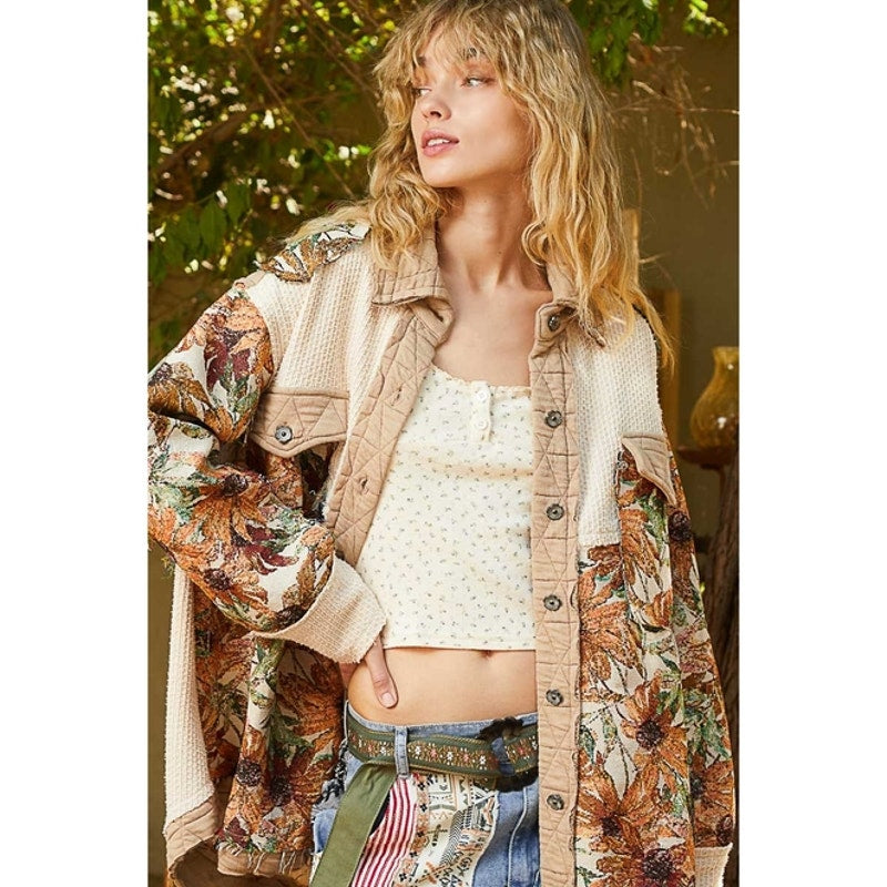 Jacquard Patch Quilted Sunflower Jacket