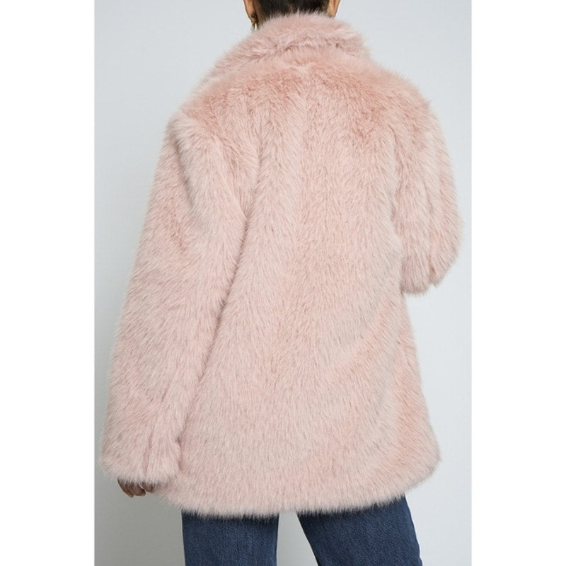 Pink Finger Tip Faux Fur Coat
