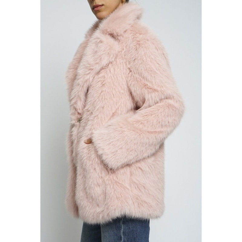 Pink Finger Tip Faux Fur Coat