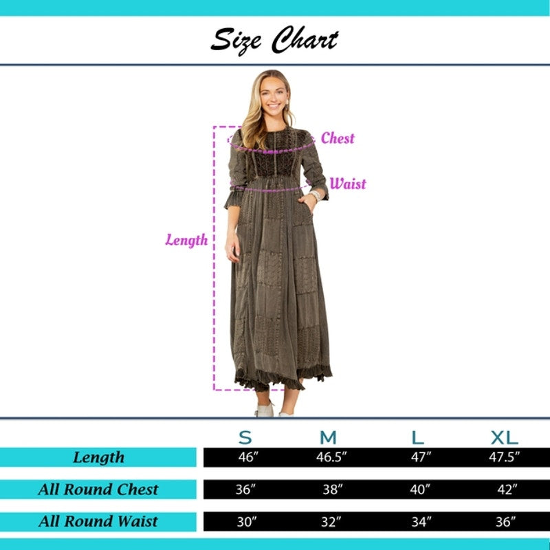 Melodic Enchantment: Stone-Washed Maxi Dress with Velvet