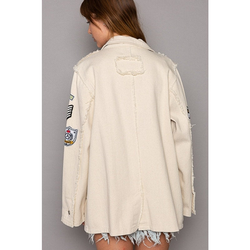 Vintage Patch Detail Military Blazer Jacket