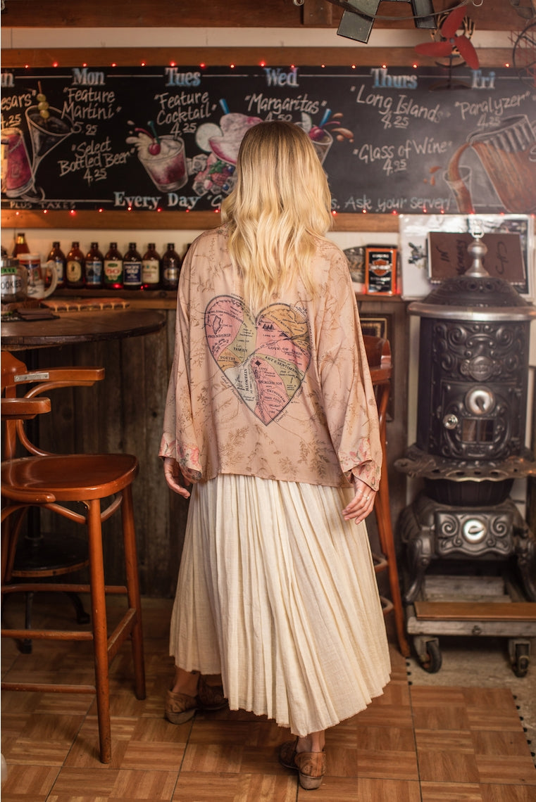 Cárdigan kimono de bambú corto "Map of My Heart" talla única