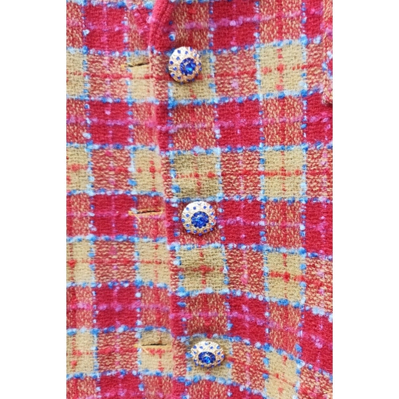Chaqueta blazer Aratta con forro de bouclé de coco y camello fucsia