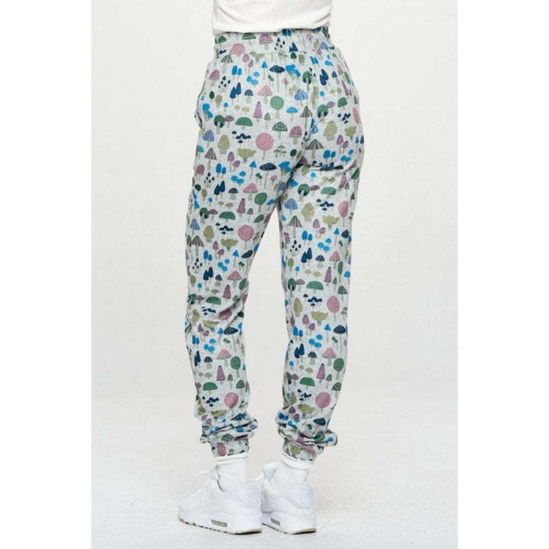 Mushroom Print Tie Waist Jogger Pants