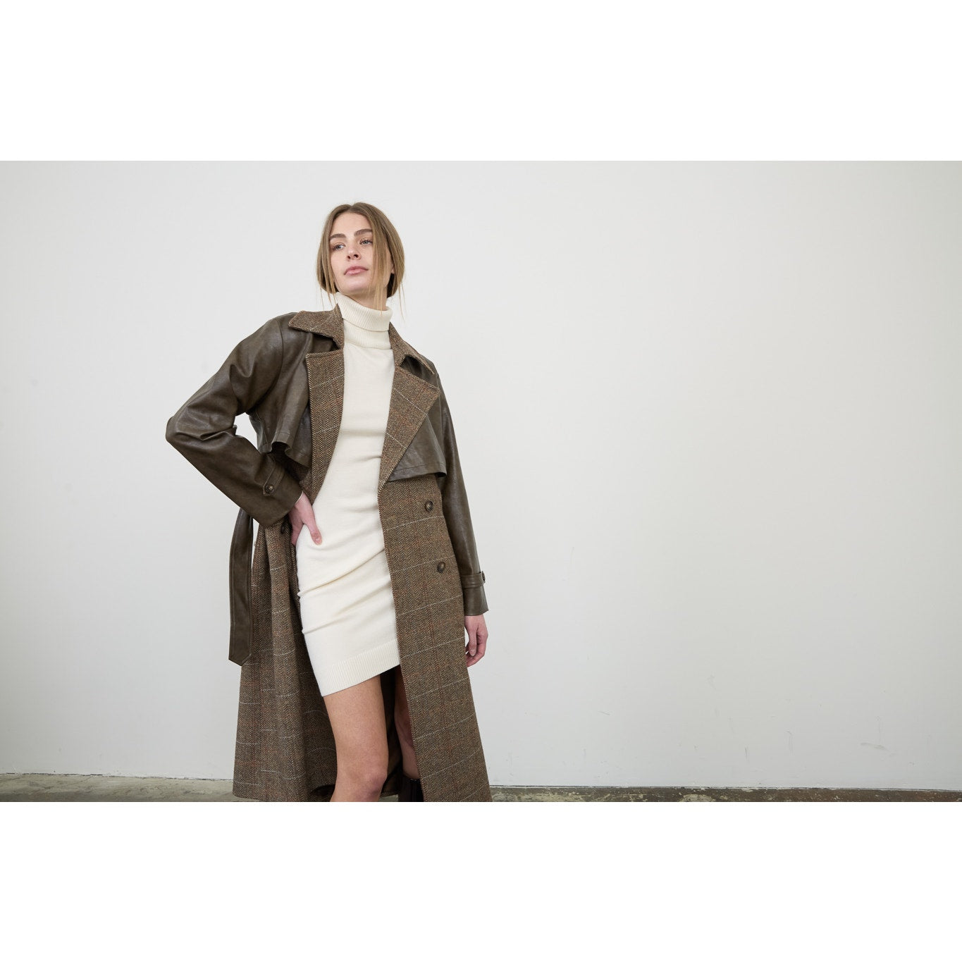 Brown Plaid Oversized Maxi Trench Belted Jacket