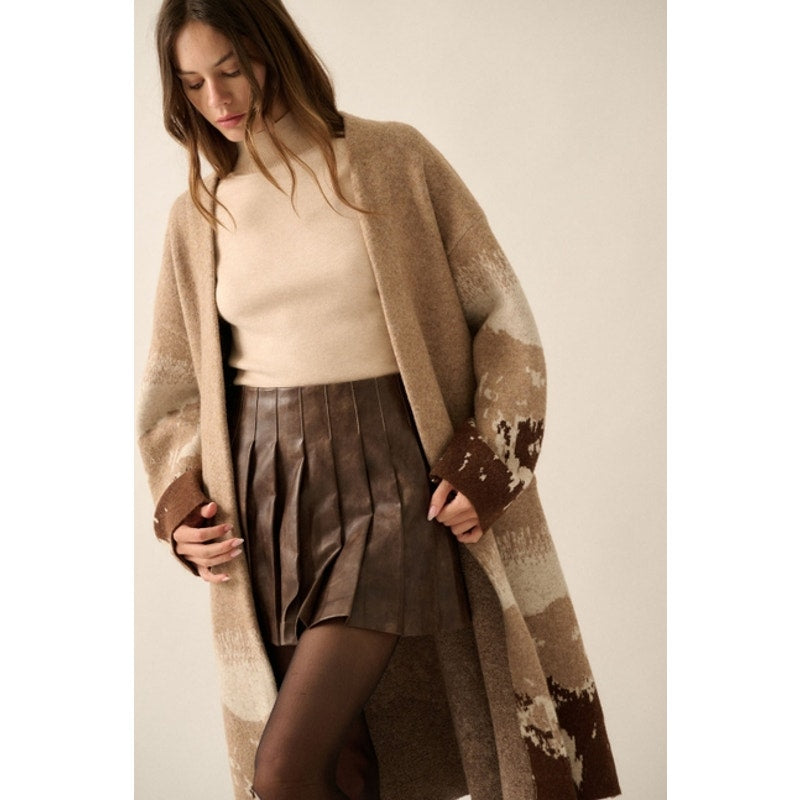 Cardigan ouvert sur le devant en tricot graphique paysage