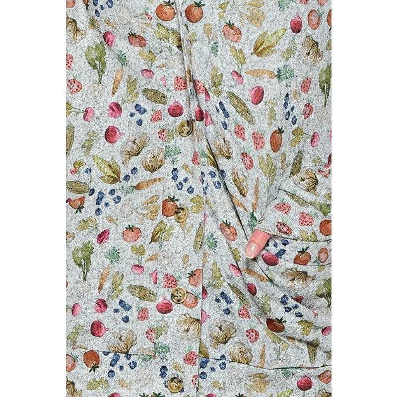 Cárdigan con cuello en V y botones con estampado vegetal