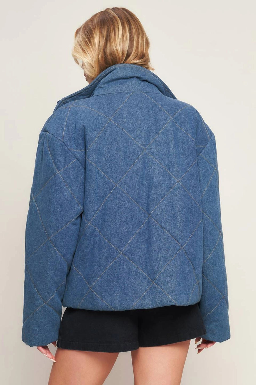 Medium Indigo Denim Quilted Jacket