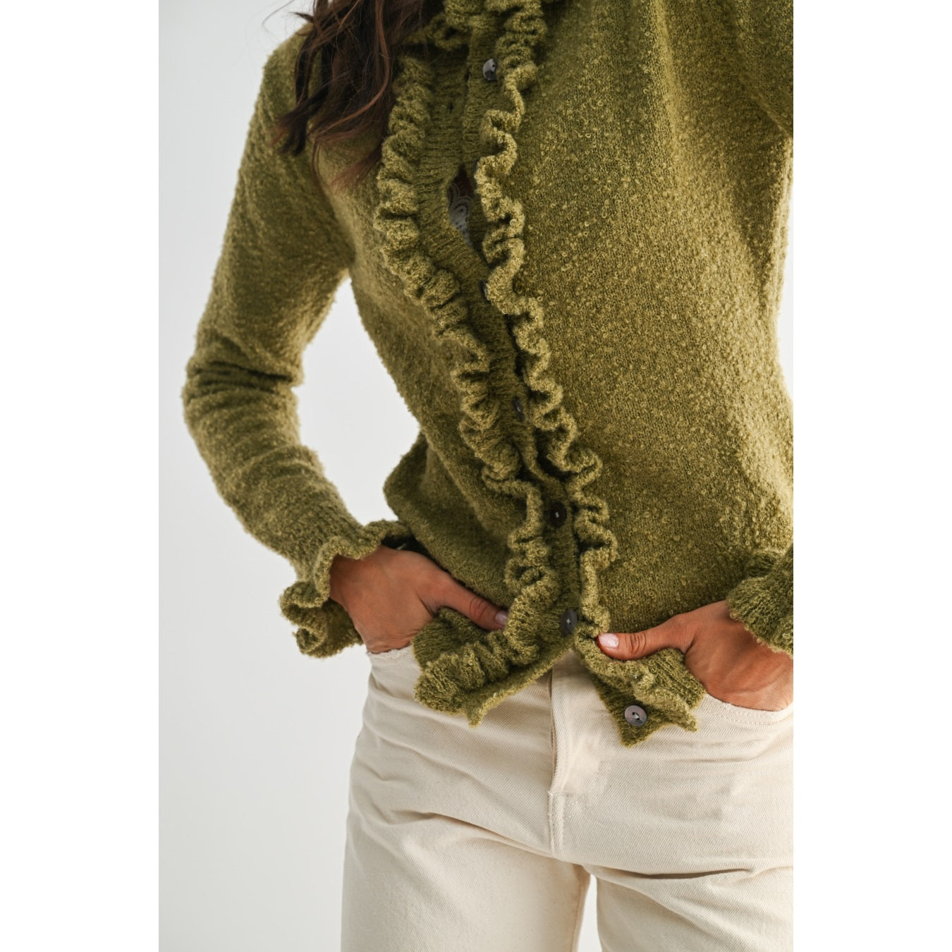 Cozy Ruffled-Trimmed Cardigan