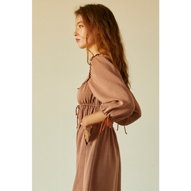 Jaylene Check Jacquard Midi Dress