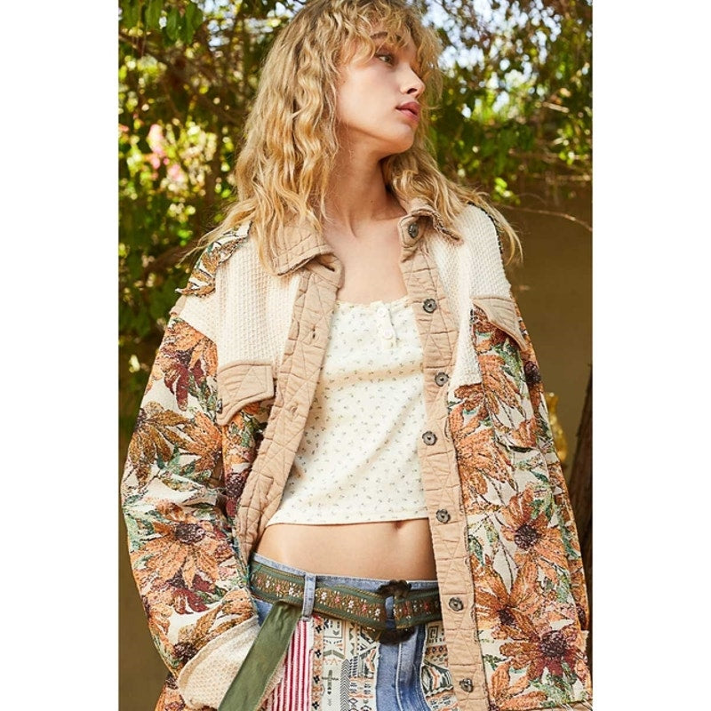 Jacquard Patch Quilted Sunflower Jacket
