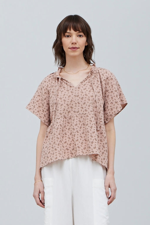 Grade & Gather - Floral Print Gauze Blouse