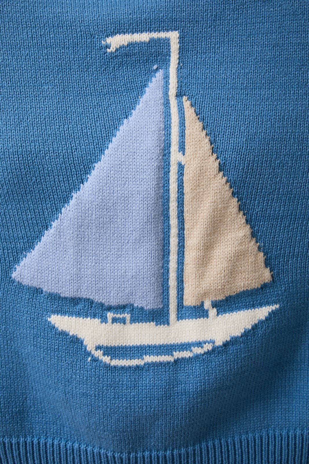 Blue Sailboat Boat Neck Sweater