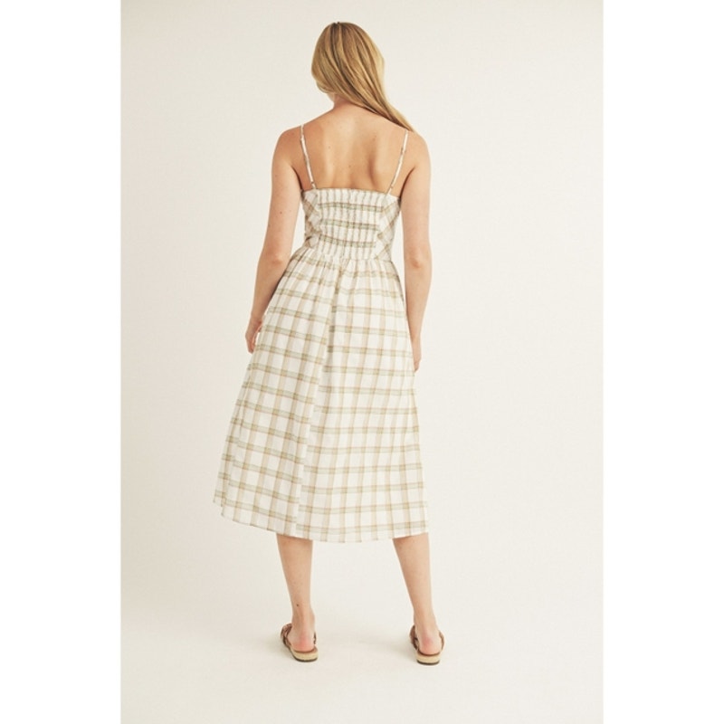 Plaid Bows Midi A Line Dress