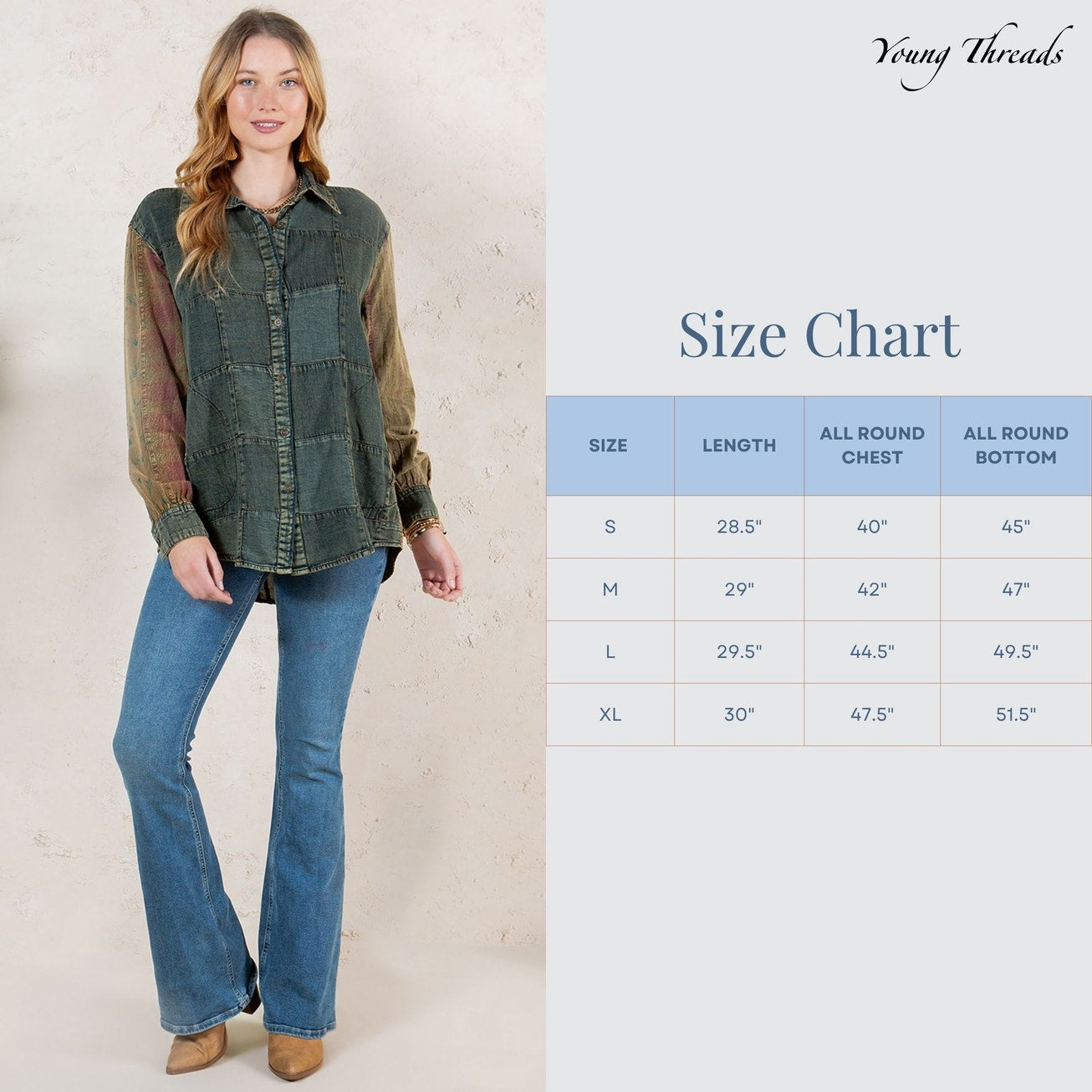 Gravel Patchwork Denim Buttondown Shirt