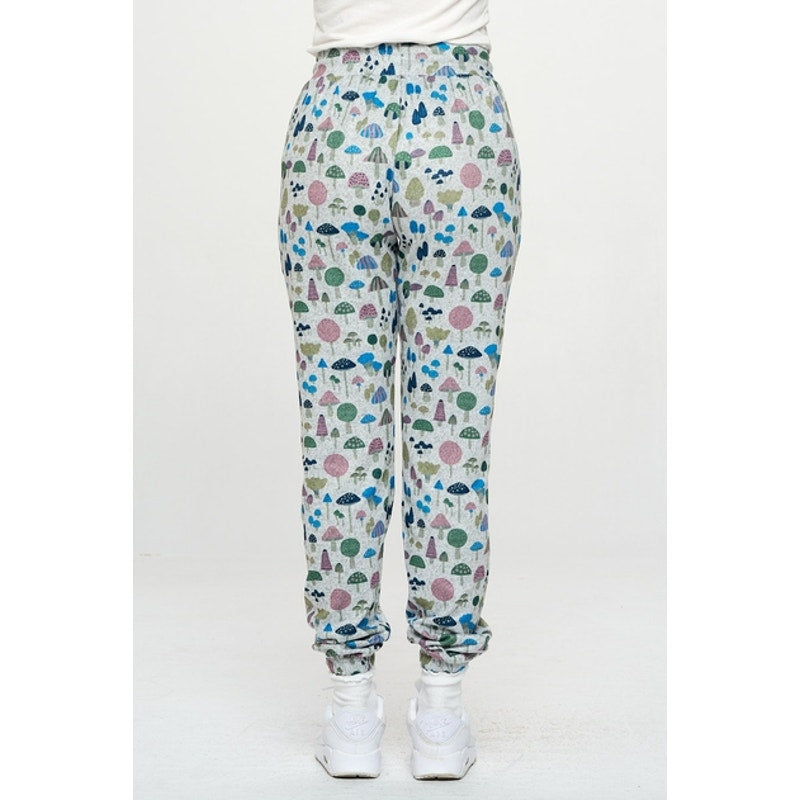 Mushroom Print Tie Waist Jogger Pants