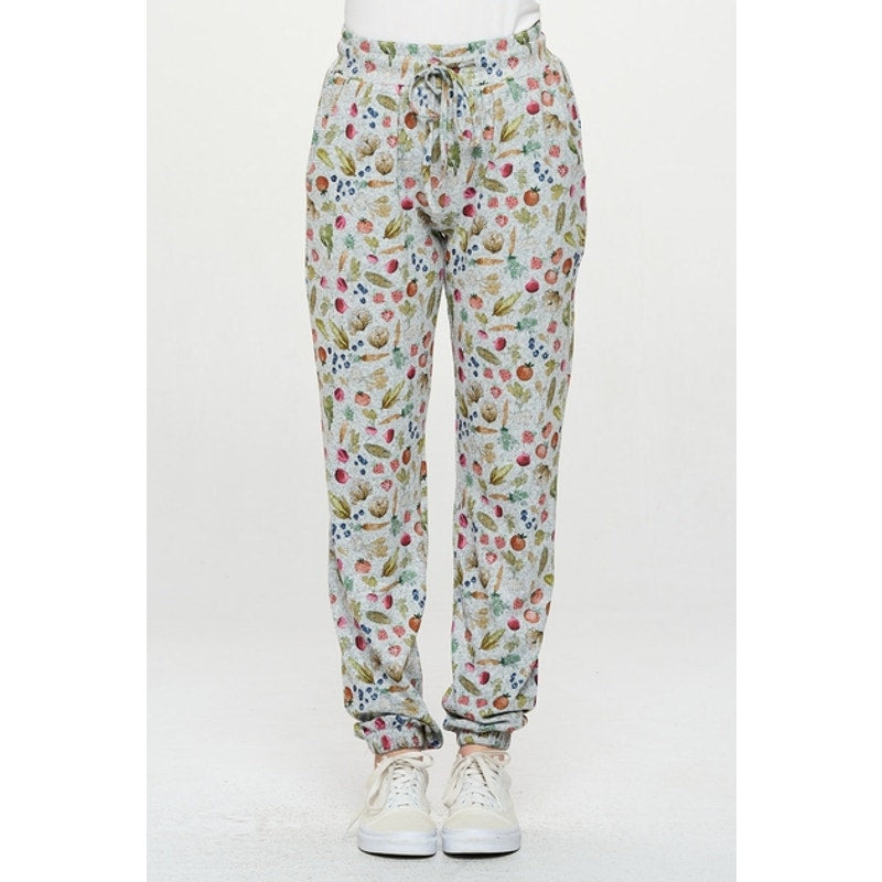 SM Wardrobe Vegetable Print Tie Waist Jogger Pants