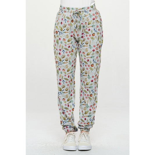 SM Wardrobe Vegetable Print Tie Waist Jogger Pants