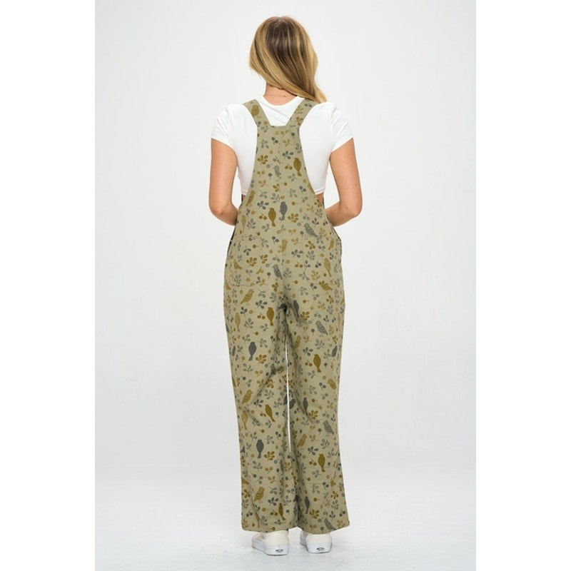 Mono con estampado floral y de pájaros verdes