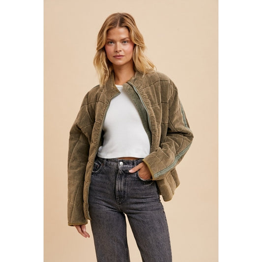 Mountain Sage Quilted Corduroy Puffer Jacket