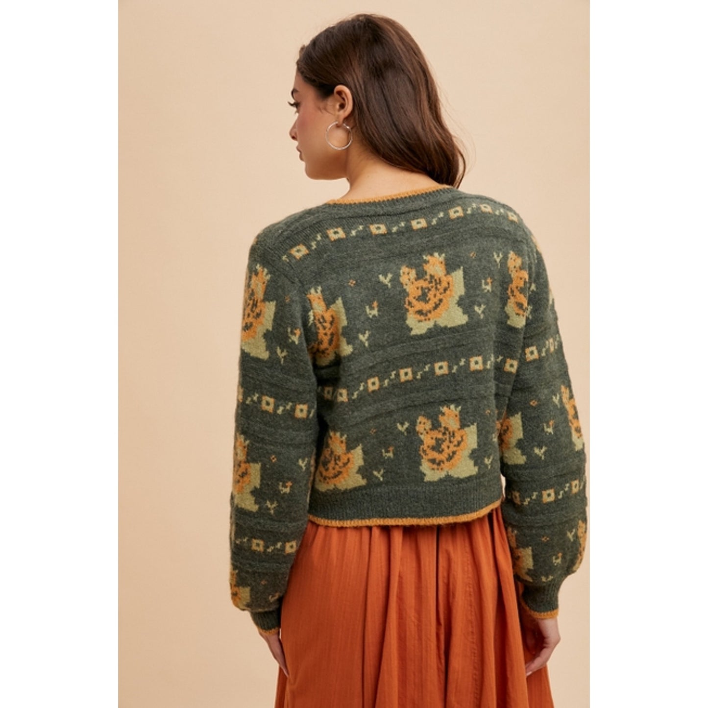 Cottage Green Floral Jacquard Cardigan