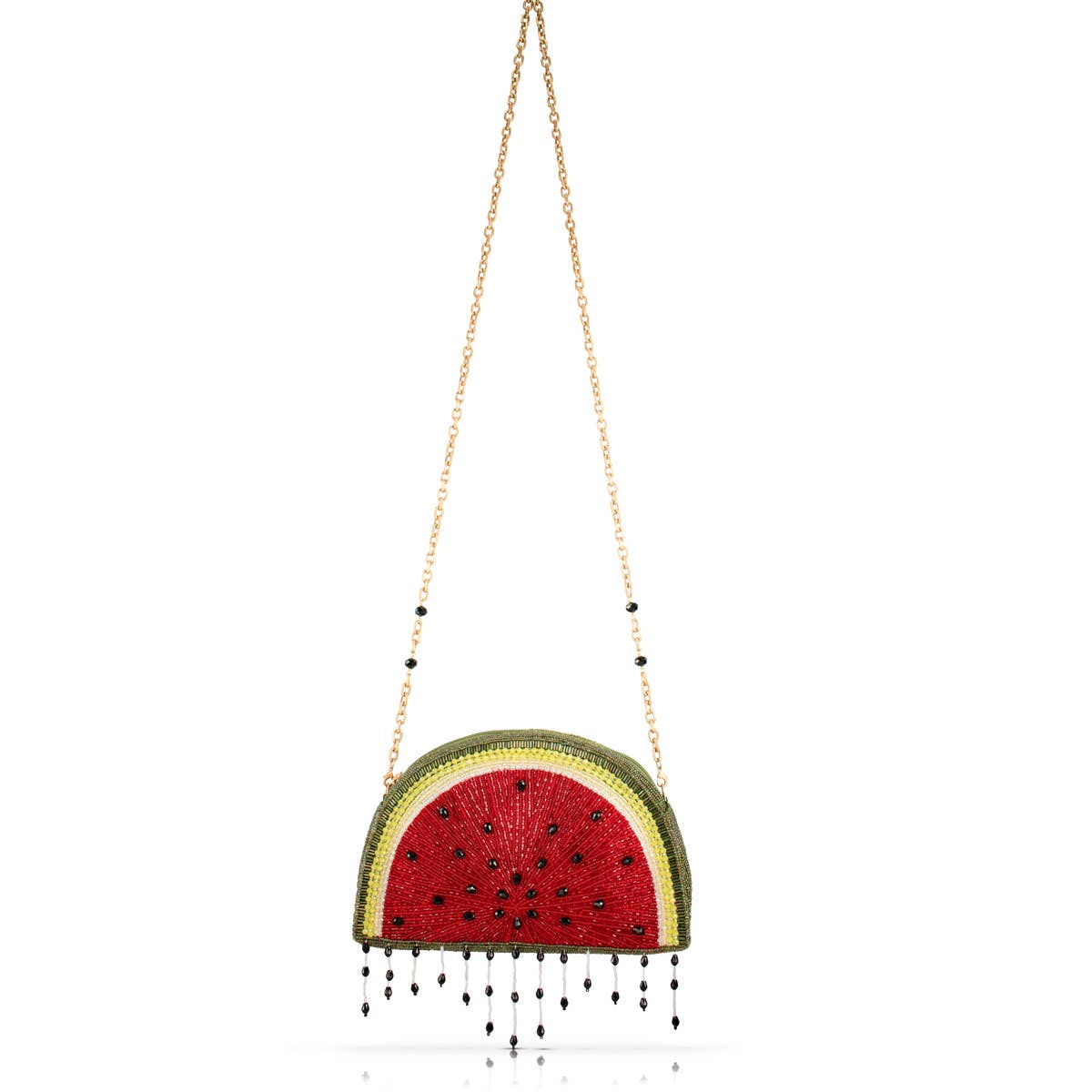 Mary Fraces Hello Watermelon Beaded Fruit Slice Crossbody Handbag
