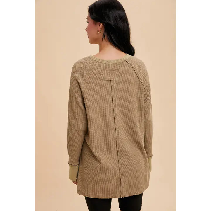 Garment Washed Thermal Tunic - Taupe