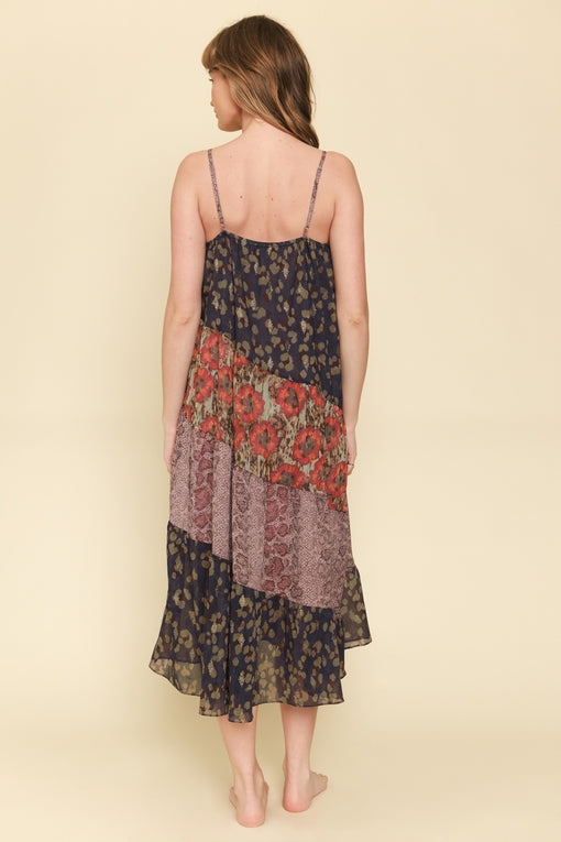 Mixed Print Maxi Dress