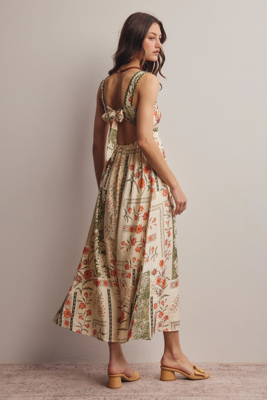 Printed Open-Back Maxi Dress