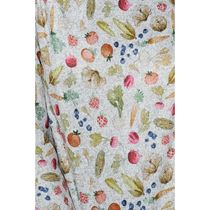Top tipo jersey de cuello redondo y manga larga con estampado de verduras