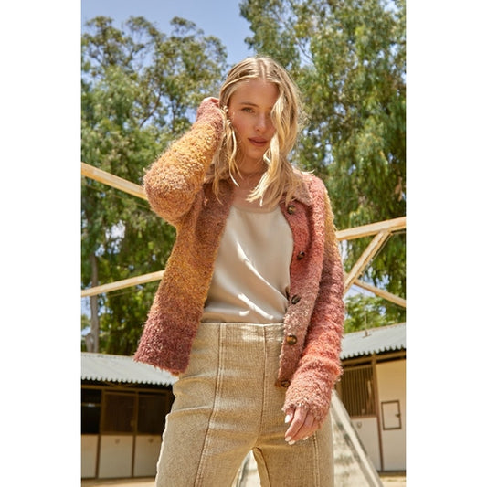 Cárdigan con cuello peludo de arce