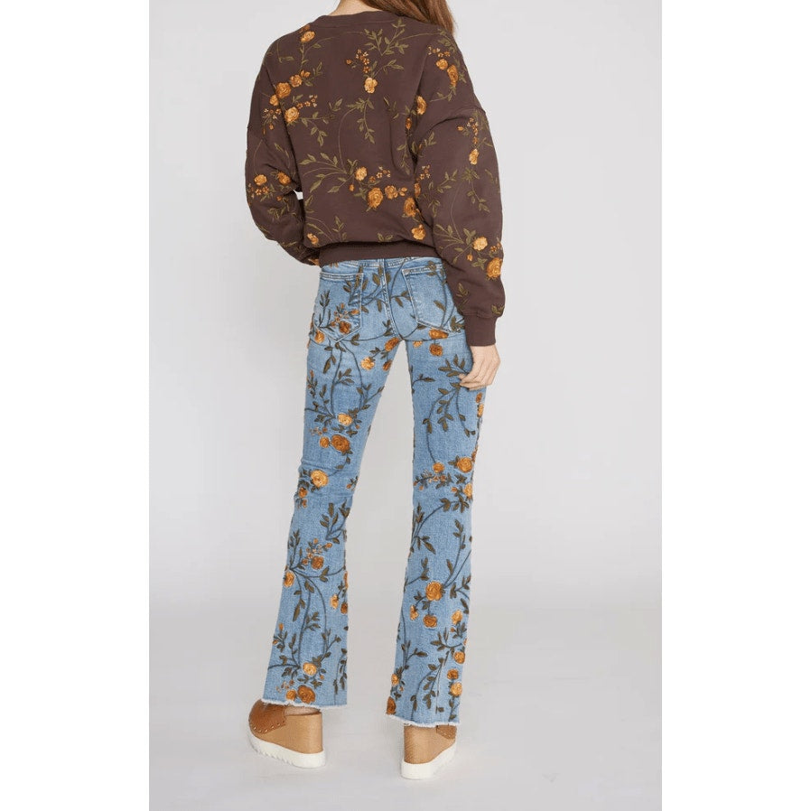 Sudadera con bordado floral Driftwood Harvest Moon