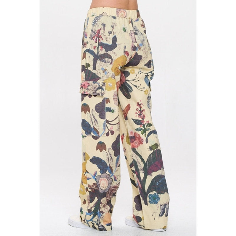 Botanical Print Cargo Pants