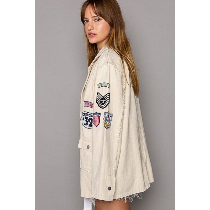 Vintage Patch Detail Military Blazer Jacket