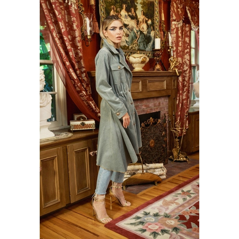 Aratta Slate Sweet November Corduroy Trench Coat