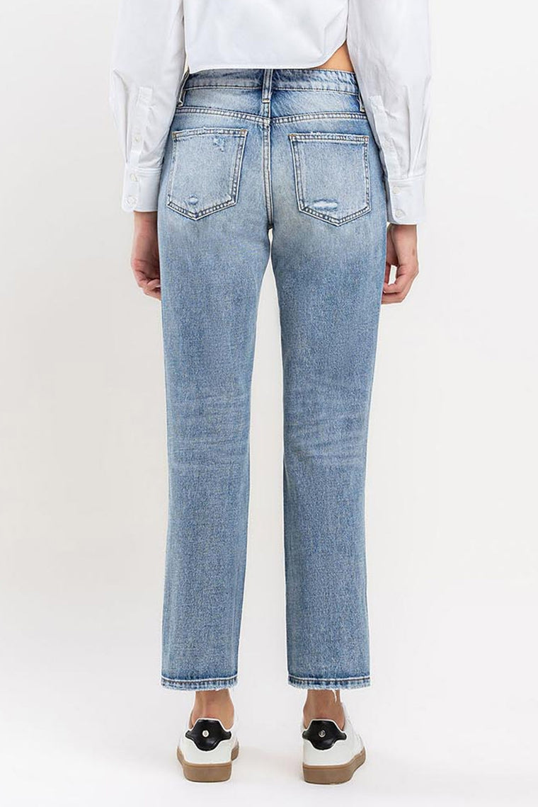 The Options High Rise Criss Cross Distressed Boyfriend Jeans