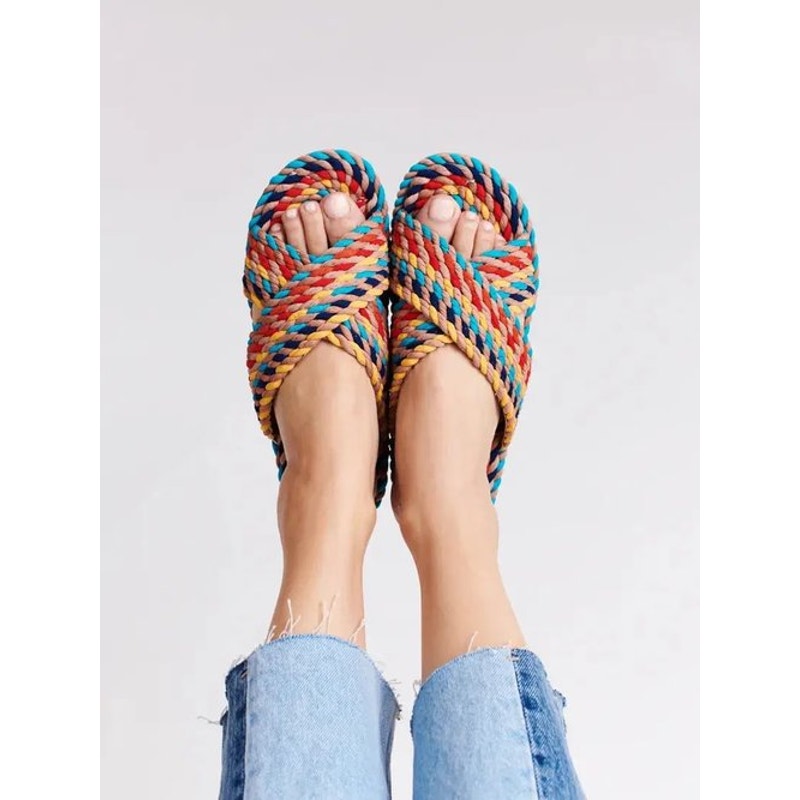 Salt + Umber Saraya Multi-Rainbow Fabric Rope Sandal