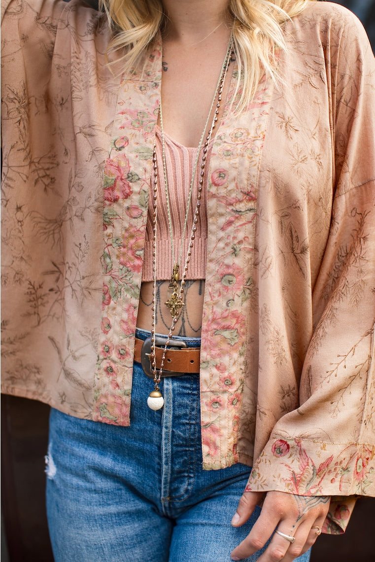 Cárdigan kimono de bambú corto "Map of My Heart" talla única