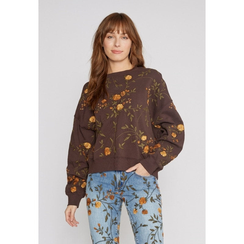 Sudadera con bordado floral Driftwood Harvest Moon