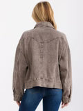 Charcoal Washed Denim Large Front Pockets Jacket