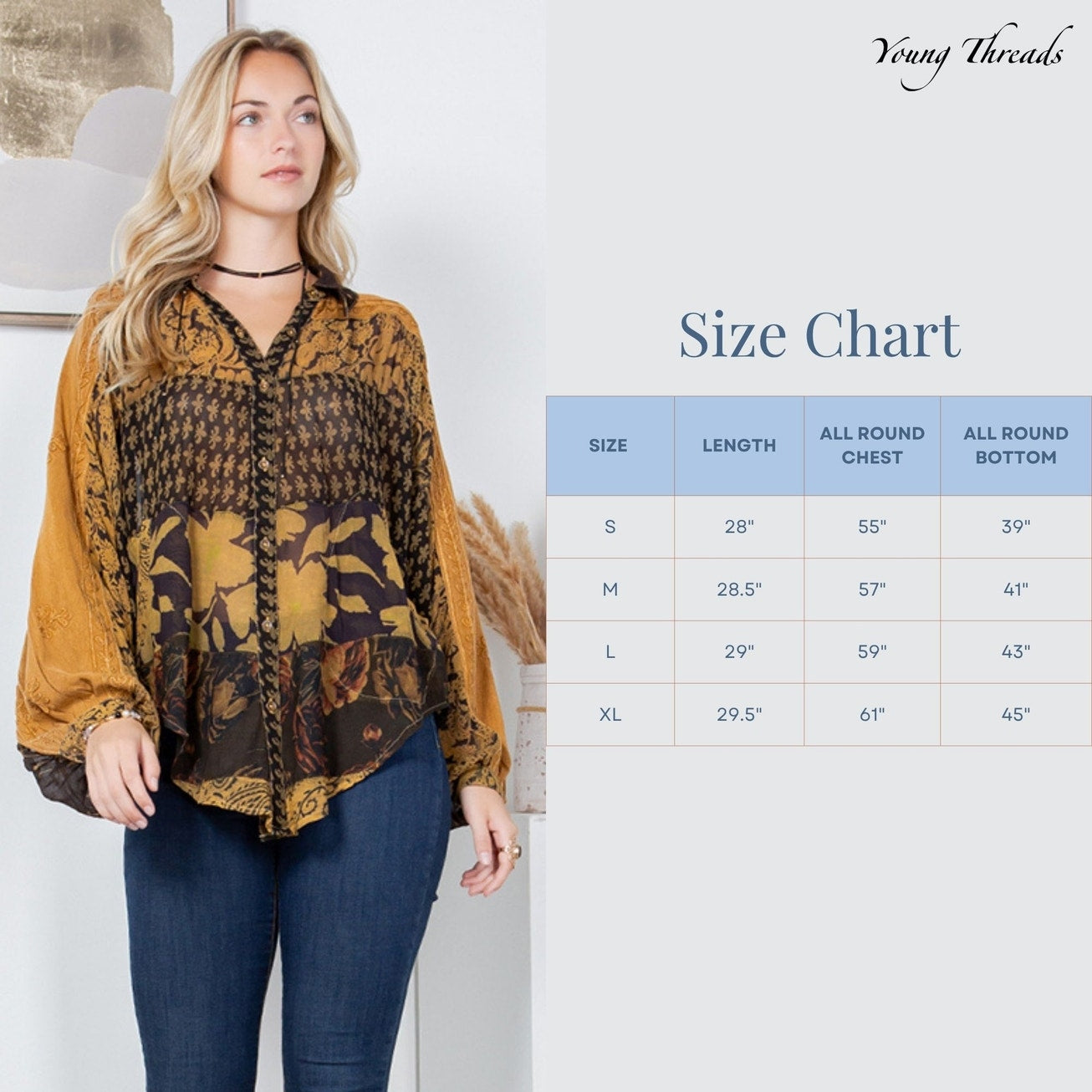 Camel Patchwork Balloon Sleeved Shirt