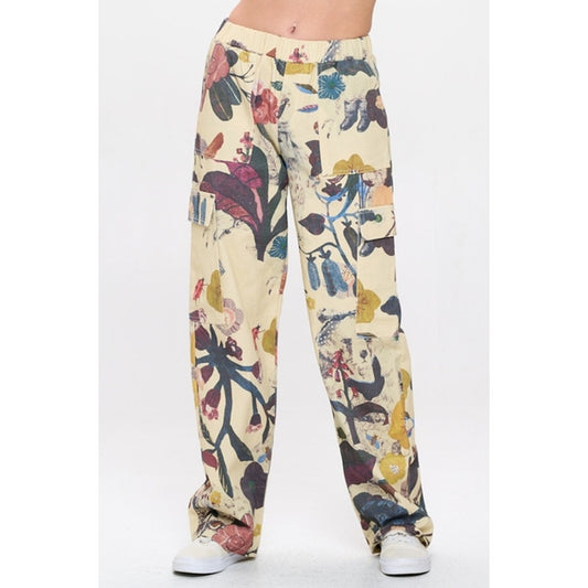 Botanical Print Cargo Pants
