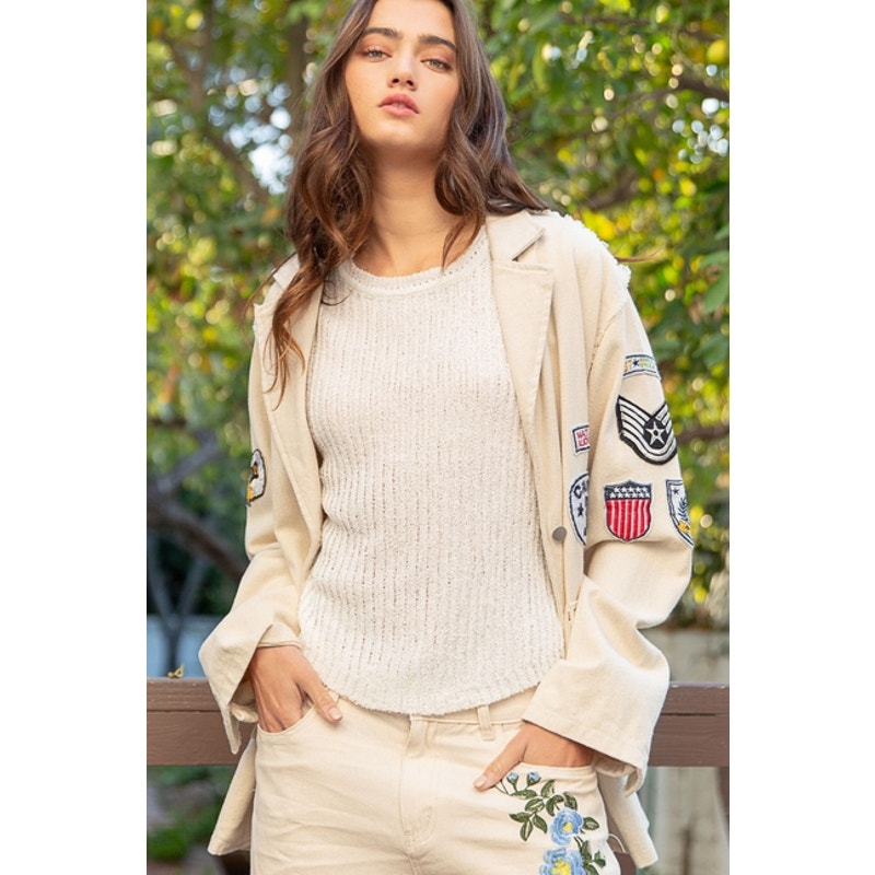 Vintage Patch Detail Military Blazer Jacket